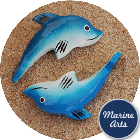 Painted Wood Blue Dolphins - 4 Pack